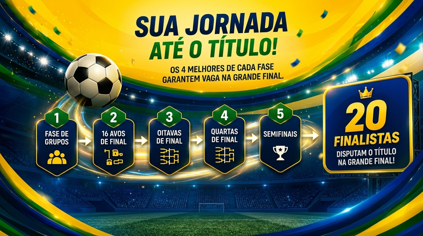 Sua jornada até o título — 5 fases até a grande final